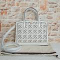 Tory Burch Bags | Hp New Tory Burch Walker Basketweave Satchel | Color: Cream/Gold | Size: 11.2" W X 8.3" H X 4.4" W