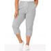 Blair Women's Pull-On Knit Drawstring Sport Capris - Grey - PXL - Petite