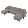 Bush Furniture Coventry 131W Sectional Couch with Double Chaise Lounge in Beige Herringbone - Bush Furniture CVY130BBGH-03K