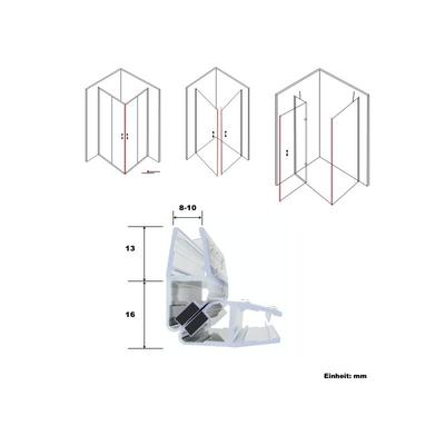 Magnetdichtung für Duschtür Duschdichtung Duschkabine 90 Grad & 180 Grad (1 Paar) für Glasstärke 8