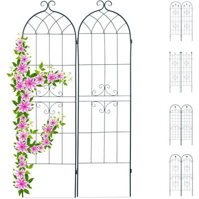 Rankgitter 2er Set, Metall, 180 x 50 cm, Vintage Rankhilfe Garten, geschwungene Form, zum Stecken, Image