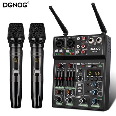 Mélangeur Audio USB à 4 canaux avec Microphone sans fil pour Studio avec Bluetooth Console de