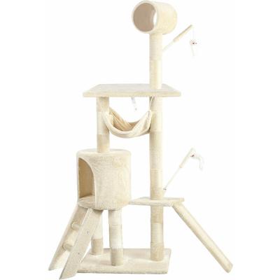 VOUNOT Cat Tree Tower, Cat Condo with Sisal Scratching Post, Beige XXL - 