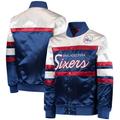 Youth Mitchell & Ness Royal Philadelphia 76ers Hardwood Classics Satin Full-Snap Jacket