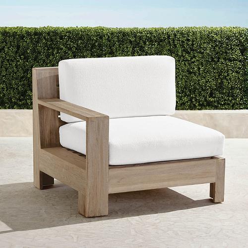 St. Kitts Modular Seating Collection in Weathered Teak - Left-facing Chair, Standard, Olivier Sand - Frontgate