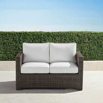 Small Palermo Loveseat with Cushions in Bronze Wicker - Standard, Glacier - Frontgate
