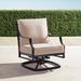 Grayson Swivel Lounge Chair with Cushions in Black Finish - Resort Stripe Leaf, Standard - Frontgate