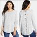 Madewell Sweaters | Madewell Marled Button Back Sweater | Color: Black/White | Size: L