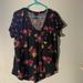 Torrid Tops | Euc Torrid Floral V-Neck Shirt | Color: Black/Pink | Size: 1x