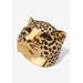 Women's Yellow Gold-Plated Black Crystal Leopard Ring by PalmBeach Jewelry in Crystal (Size 9)