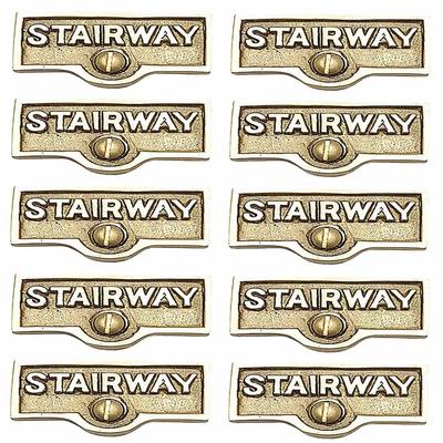 10 Switch Plate Tags STAIRWAY Name Signs Label Lacquered Brass | Renovator's Supply