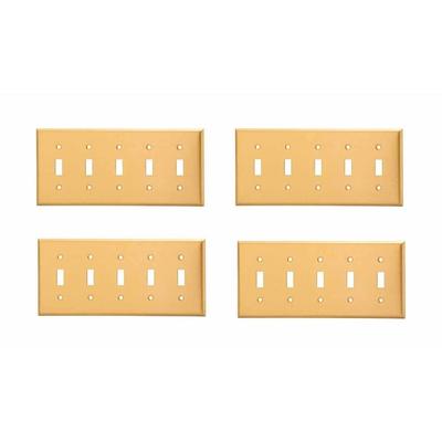 4 Switch Plate Brushed Solid Brass Five Toggle | Renovator's Supply