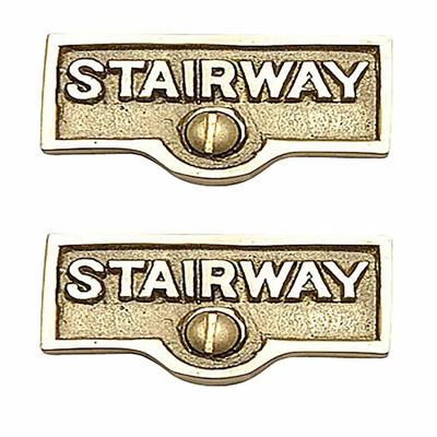 2 Switch Plate Tags STAIRWAY Name Signs Lacquered Brass Renovators Supply