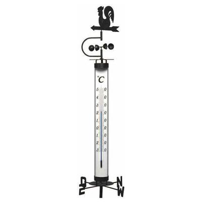 Analoges Gartenthermometer 140cm mit Erdspieß, Wetterhahn, Windrad und Windfahne Image