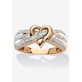 Women's Gold Over Silver Diamond Heart Promise Ring (1/10 Cttw) by PalmBeach Jewelry in Diamond (Size 6)
