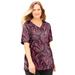 Plus Size Women's Suprema® Short Sleeve V-Neck Tee by Catherines in Black Allover Paisley (Size 6X)