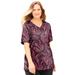 Plus Size Women's Suprema® Short Sleeve V-Neck Tee by Catherines in Black Allover Paisley (Size 2XWP)