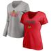 Women's Fanatics Branded Red/Heathered Gray Chicago Blackhawks Short Sleeve & Long V-Neck T-Shirt Combo Pack