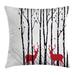 East Urban Home Ambesonne Antlers Throw Pillow Cushion Cover, Deer Tree Forest Holiday Theme Flying Leaves Branch Reindeer Winter Print | Wayfair