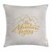 East Urban Home Adventure Throw Pillow Cushion Cover, Vibrant Mountain View & The Adventure Begins Words Travel Hand Drawn | Wayfair