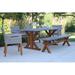 Birch Lane™ Fleur Rectangular 7 - Person 74" Long Outdoor Dining Set w/ Cushions Wood/Stone/Concrete/Plastic in Brown/Gray/White | Wayfair