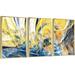 Orren Ellis Line Drawing Aluminum Framed Wall Art - 3 Piece Picture Aluminum Frame Print Set On Canvas in Blue | 16.3 H x 36.3 W x 1.65 D in | Wayfair