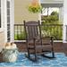 Lark Manor™ Aiyanna Outdoor Potwin Rocking Plastic Chair in Black/Brown | 41.7 H x 25.2 W x 33.9 D in | Wayfair 10773EA50B2C4D328D52E9ACA299A0AD