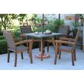 Birch Lane™ Fleur Square 4 - Person 36" Long Outdoor Dining Set w/ Cushions Wood/Stone/Concrete/Plastic in Brown/Gray/White | Wayfair