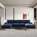 Blue Sectional - Everly Quinn Kiyotaka 110.6" Wide 3-Piece Upholstered Sectional w/ Chaise Longue Chenille, | 34.2 H x 110 W x 54.2 D in | Wayfair