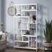 Latitude Run® 8-Shelves Staggered Bookshelf, Rustic Industrial Etagere Bookcase for Office in White | 70.86 H x 39.37 W x 11.81 D in | Wayfair