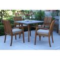 Birch Lane™ Fleur Square 4 - Person 36" Long Outdoor Dining Set Wood/Stone/Concrete/Plastic in Brown/Gray/White | Wayfair