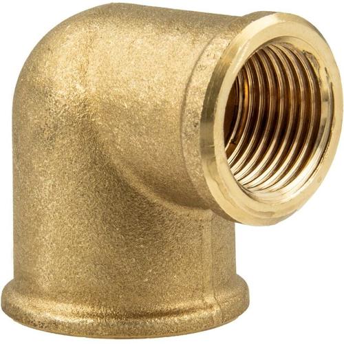 Winkel 90° reduziert, beidseitig Innengewinde Rp 3/4 x 1/2 Zoll, Messing blank CW617N - Tecuro