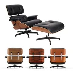 Furgle – chaise longue pivotante en cuir véritable, réplique classique, avec repose-pieds, canapé de