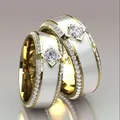 Huretailers-Bague de mariage en or pour femme coupe princesse bijou classique élégant pour