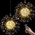 Guirxiété Lumineuse enquêter d'Artifice 180 LED 8 Modes Lampe en Cuivre et Argent Télécommande