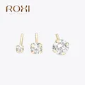 ROXI – Boucles d'Oreilles à Quatre Griffes en Argent Sterling 925 2/3/4mm Article Solitaire Forme