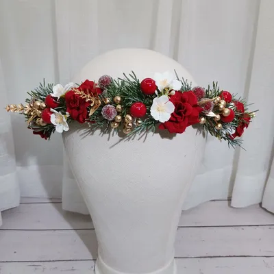 Bandeau couronne de fleurs de noël pour femmes accessoires de coiffure guirlandes florales du