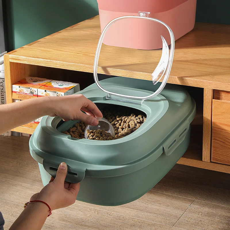 Récipient hermétique 23L pour le stockage des aliments pour animaux de compagnie Boîte de nourriture sèche pour chat Sac étanche à l'humidité Joint, tasse à mesurer Produits pour litière pour chaton
