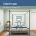 Alazyhome Canopy Metal Bed Frame, Metal Slat Support