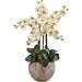 Nearly Natural Phalaenopsis Orchid Arrangement with Sand Colored Bowl