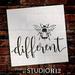 Bee Different Stencil by StudioR12 DIY Farmhouse Bumblebee Home & Classroom Decor Spring Script Inspirational Word Art Paint Wood Signs Reusable Mylar Template Select Size 12 x 12 inch