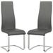 Modern Black Glass Woodgrain Designed Top and Chrome Finish Base Dining Set with Leatherette Chairs