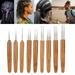 Kritne 9 Pcs Dreadlocks Crochet Hooks Set 0.5mm 0.75mm 1mm 1 Hook 2 Hooks 3 Hooks with Bamboo Handle Hair Weaving Needle Tool for Braid Craft