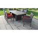 Belle Rectangular Outdoor Patio Dining Table with 4 Armless Chairs and 2 Chairs w/ Arms