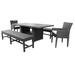 Belle Rectangular Outdoor Patio Dining Table with 2 Chairs w/ Arms and 2 Benches