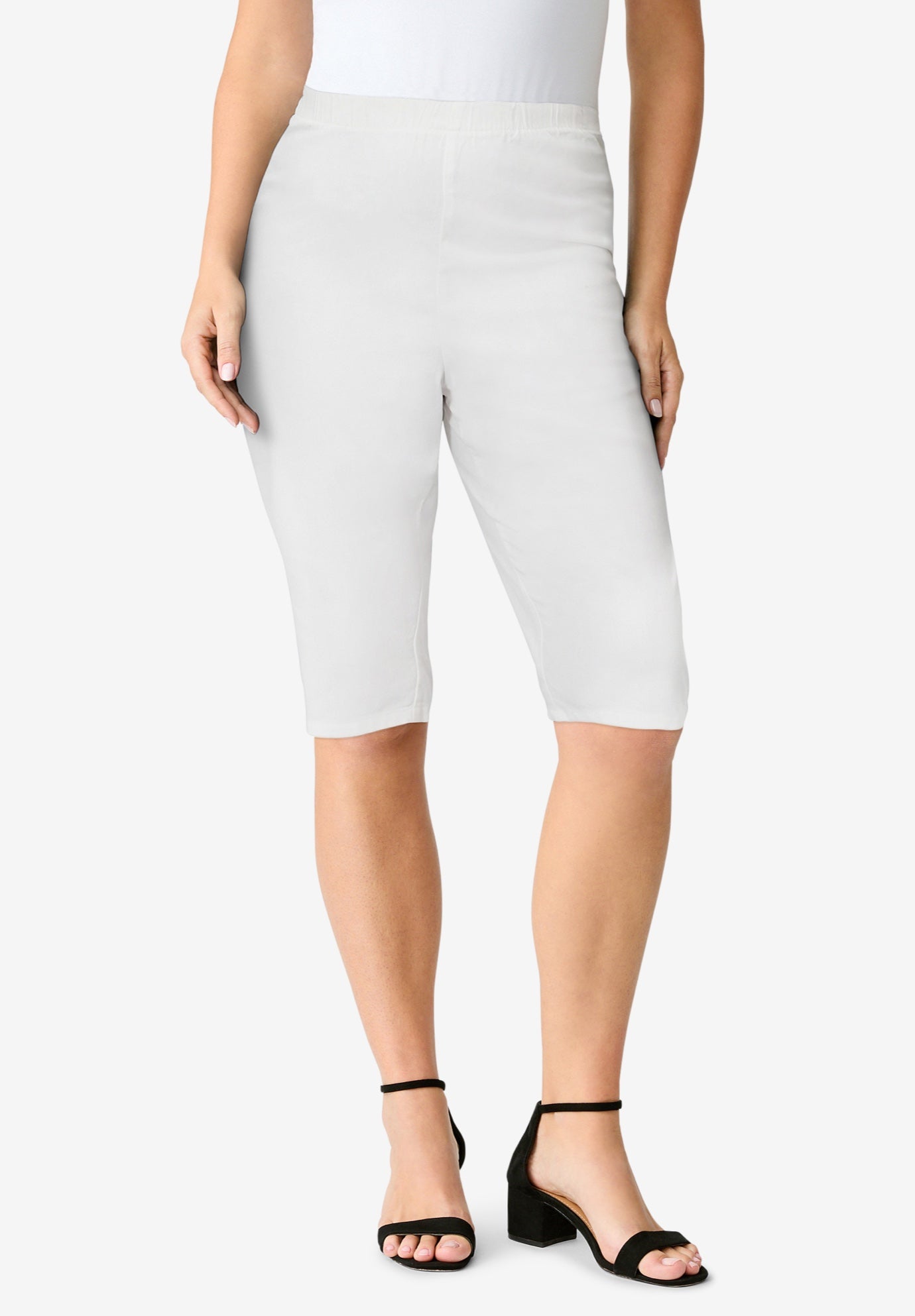 Plus Size Women's Plus Size Comfort Stretch Bermuda Jean Short by Denim 24/7 by Roamans in White Denim (Size 44 W)
