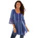 Plus Size Women's Acid Wash Big Shirt by Roaman's in Indigo (Size 40 W)