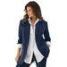 Plus Size Women's Boyfriend Blazer by Roaman's in Navy (Size 40 W) Professional Jacket