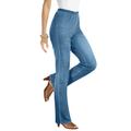 Plus Size Women's Bootcut Comfort Stretch Jean by Denim 24/7 in Light Stonewash Sanded (Size 38 WP) Elastic Waist