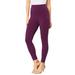 Plus Size Women's Lace-Trim Essential Stretch Legging by Roaman's in Dark Berry (Size 38/40) Activewear Workout Yoga Pants